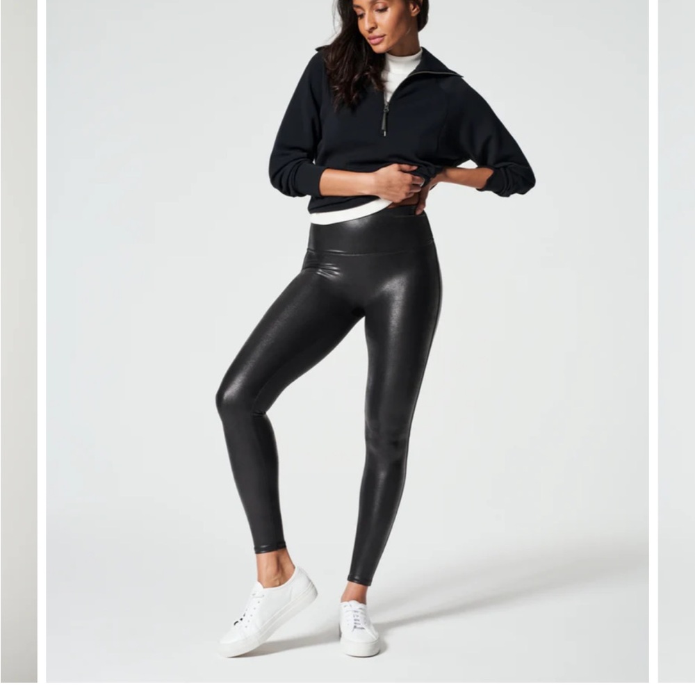 SPANX Black leather leggings